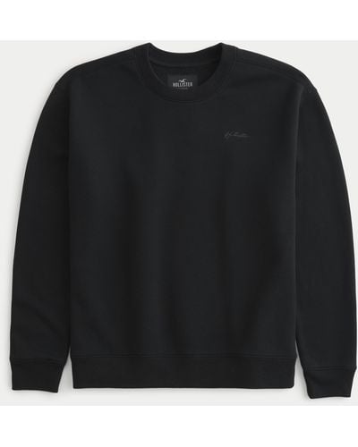 Hollister Relaxed Logo Crew Sweatshirt - Black