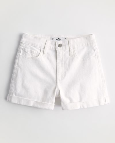 Hollister Curvy High Rise Jeans-Shorts in Weiß, 3"