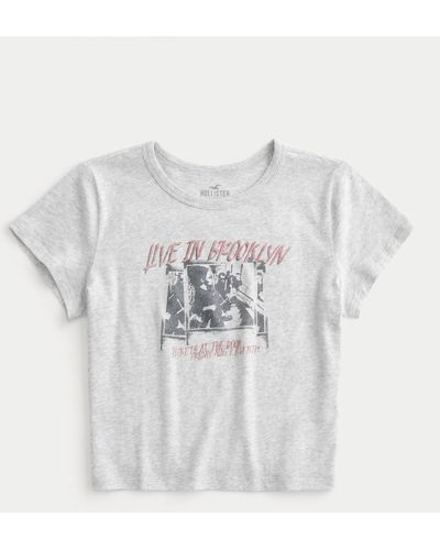 Hollister Live In Brooklyn Graphic Baby Tee - White