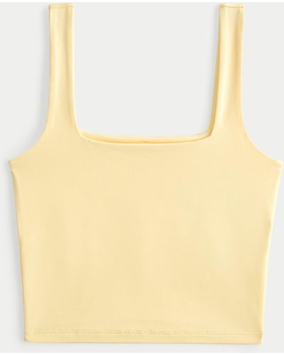 Hollister Soft Stretch Seamless Fabric Square-neck Tank - Yellow