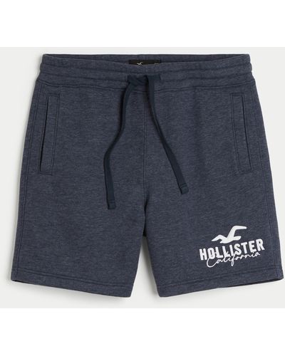 Hollister Fleece-Shorts mit Logo, 18 cm - Blau
