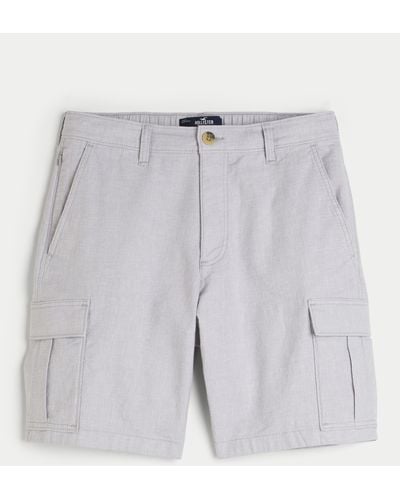 Hollister Linen Blend Flex-waist Cargo Shorts 9" - Grey