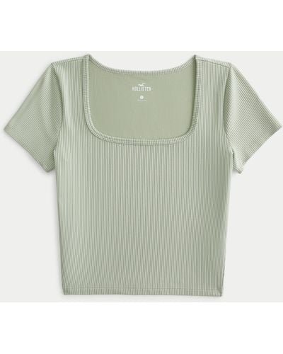 Hollister Ribbed Seamless Fabric Square-neck Top - Green
