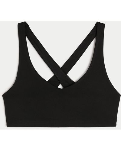 Hollister Gilly Hicks Active Recharge Shine Strappy Plunge Top in Black