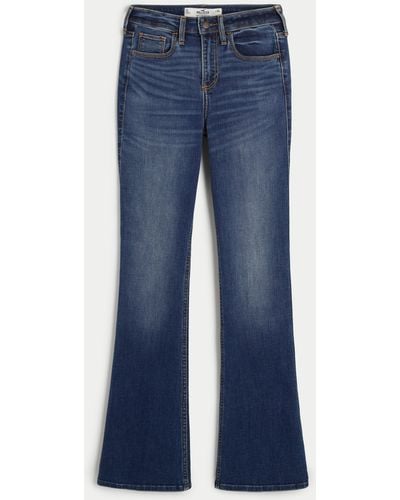 Hollister Curvy Mid Rise Bootcut-Jeans in mittlerer Waschung - Blau