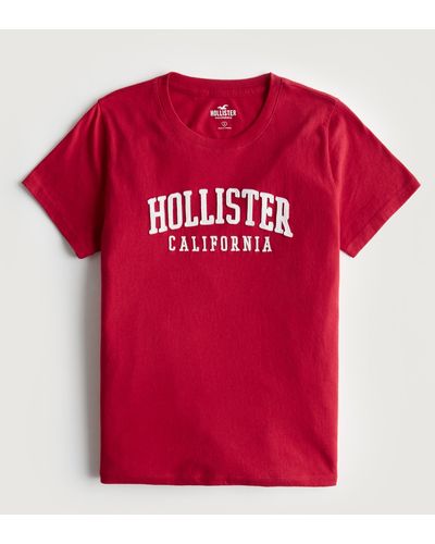 Hollister Applique Logo Graphic Tee - Red