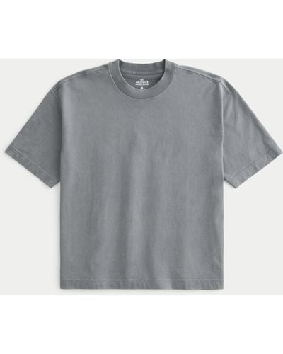 Hollister Heavyweight Boxy Crop Crew T-shirt - Grey