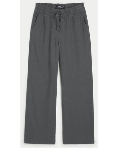 Hollister Adjustable Rise Pull-on Linen Blend Baggy Trousers - Grey