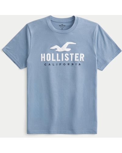 Hollister Cotton Logo Graphic Tee in Blue for Men