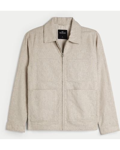 Hollister Linen Blend Chore Jacket - Natural