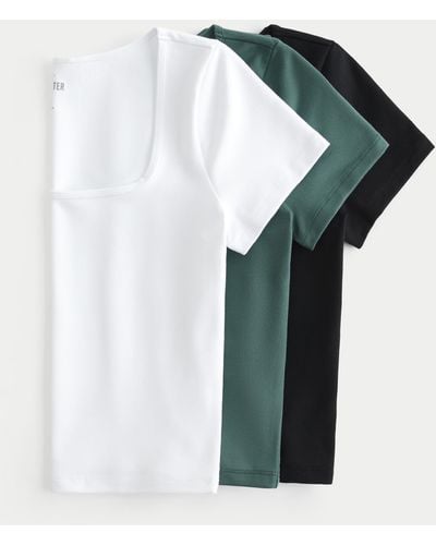 Hollister 3er-Pack T-Shirts aus nahtlosem Soft-Stretch-Material mit eckigem Ausschnitt - Grün