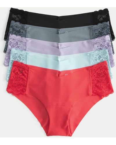 Hollister Gilly Hicks Lace-side No-show Hiphugger Underwear 5-pack - Red