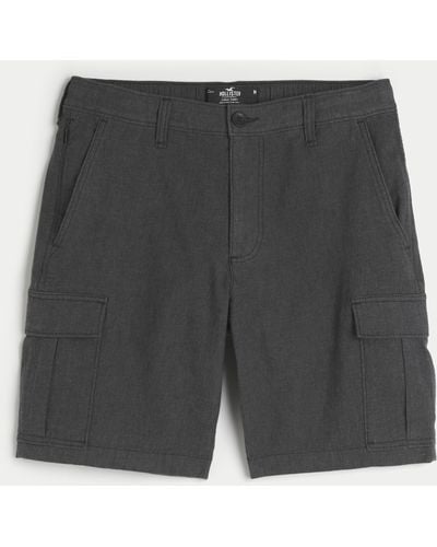 Hollister Linen Blend Flex-waist Cargo Shorts 9" - Grey