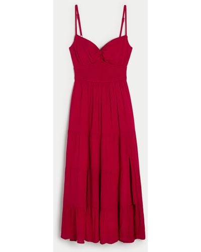 Hollister Twist Bust Midi Dress - Red
