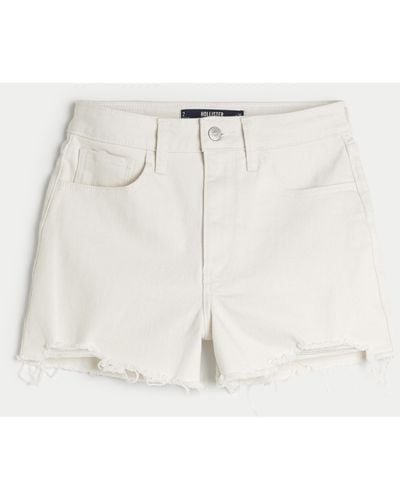 Hollister Ultra High-rise White Denim Mom Shorts - Natural