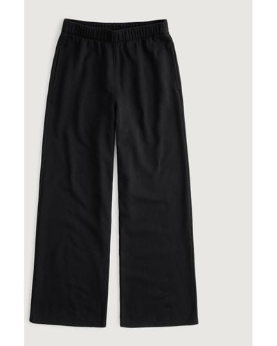 Hollister Feel Good Ultra High-rise Fleece Wide-leg Trousers - Black