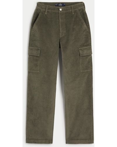Hollister Ultra High-rise Corduroy Cargo Dad Trousers - Green