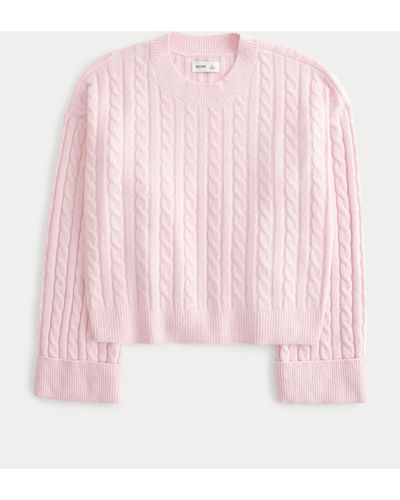 Hollister Easy Cable-knit Crew Jumper - Pink