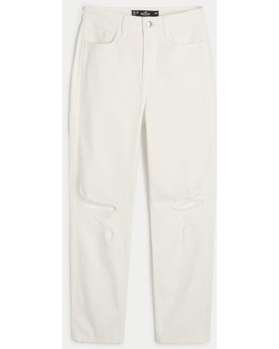 Hollister Ultra High-rise Ripped White Mom Jeans
