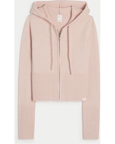 Hollister Gilly Hicks Sweater-knit Zip-up Hoodie - Pink