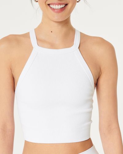 Hollister Gilly Hicks Ribbed Seamless High-neck Top - White