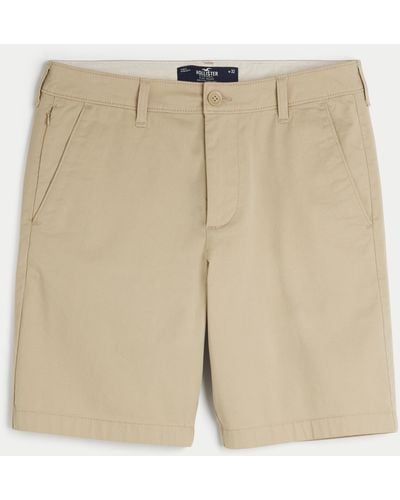 Hollister Twill Flat-front Shorts 9" - Natural