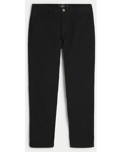 Hollister Slim Straight Linen Blend Trousers - Black