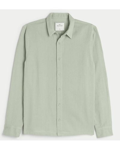 Hollister Dobby Weave Button-through Shirt - Green