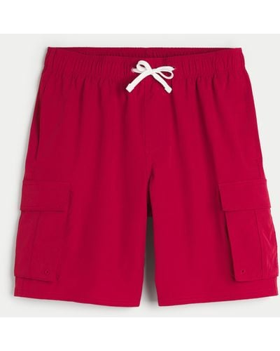 Hollister Guard-Badehose im Cargo-Style, 23 cm - Rot