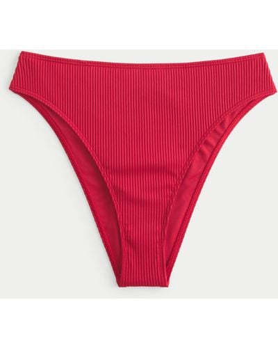 Hollister Curvy High-leg High-waist Ribbed Cheeky Bikini Bottom - Red