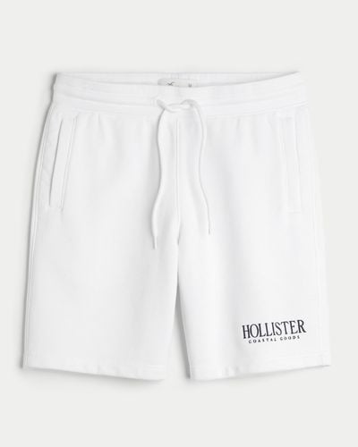 Hollister Fleece Logo Graphic Shorts 9" - White