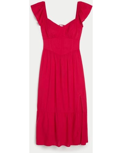 Hollister Lace-up Back Midi Dress - Red