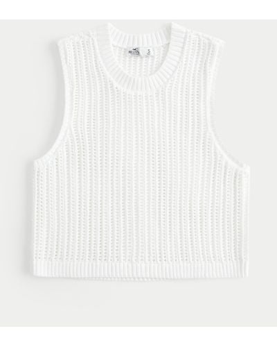 Hollister Easy Crochet-style High-neck Tank - White