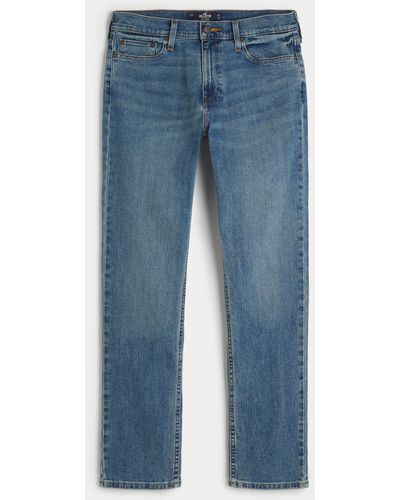 Hollister Slim Straight Jeans in mittlerer Waschung - Blau