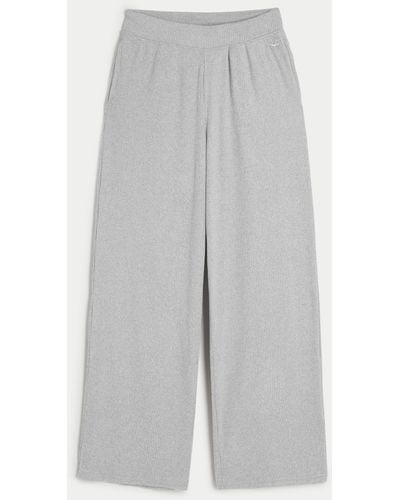 Hollister Cosy Ribbed Wide-leg Trousers - Grey