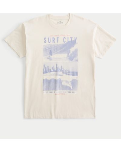 Hollister Oversized Surf City Graphic Tee - White