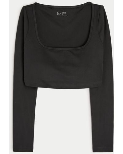 Hollister Gilly Hicks Active Recharge Ultra-crop Long-sleeve Top - Black