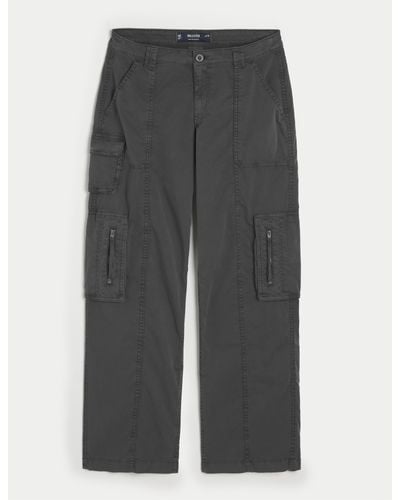 Hollister Low-rise Baggy Cargo Trousers - Grey