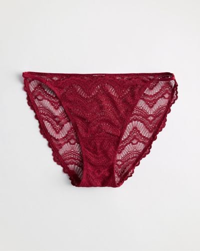 Hollister Gilly Hicks Lace String Bikini Underwear - Red