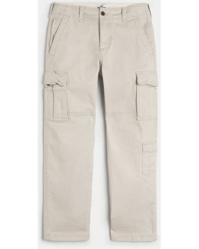 Hollister Heavyweight Straight Cargo Trousers - Natural