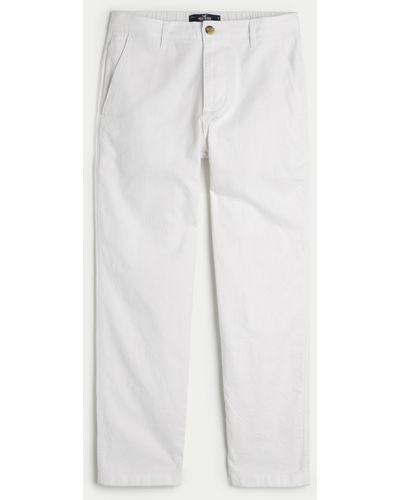 Hollister Linen Blend Slim Straight Trousers - White