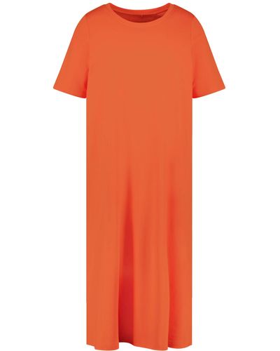 Samoon Shirtkleid aus schwerem interlock-jersey kurzarm rundhals baumwolle - Orange