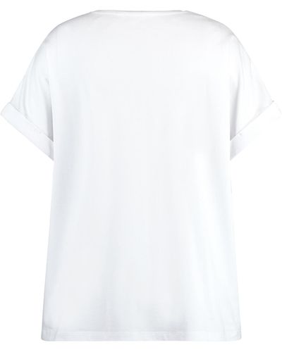 Samoon T-shirt mit abstraktem print 68cm kurzarm rundhals - Weiß