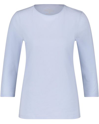 Gerry Weber 3/4 arm shirt mit satinierter ausschnittblende 64cm rundhals baumwolle - Blau