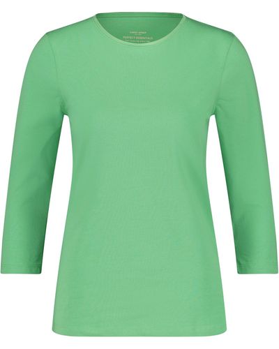 Gerry Weber 3/4 arm shirt mit satinierter ausschnittblende 64cm rundhals baumwolle - Grün