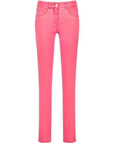 Gerry Weber 5-pocket jeans sol꞉ine slim fit kurzgröße baumwolle - Pink