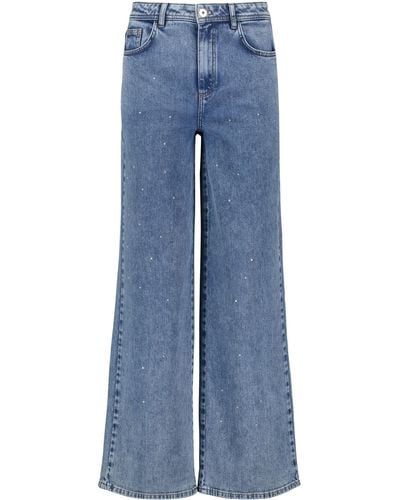 Taifun Jeans mit strasssteinen wide leg baumwolle - Blau