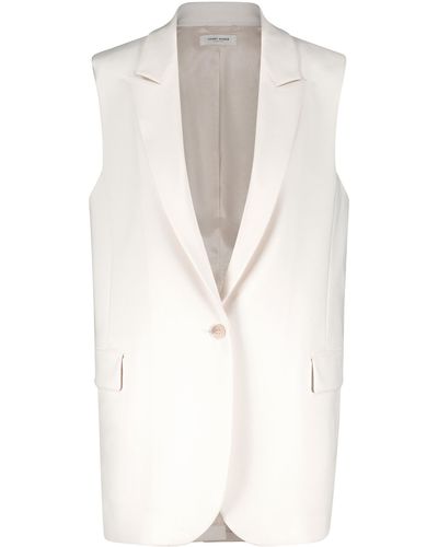 Gerry Weber Elegante weste aus fließendem material 74cm ärmellos revers knopfverschluss - Weiß