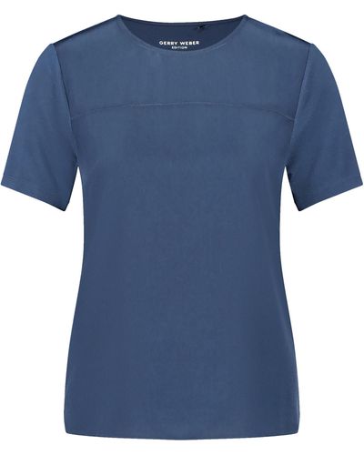Gerry Weber T-shirt mit material-patch 62cm kurzarm rundhals viskose - Blau