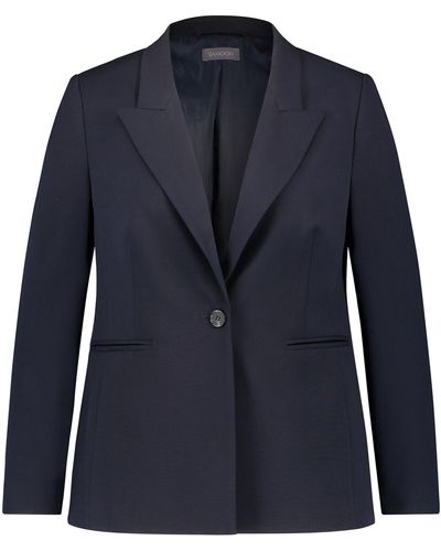 Samoon Klassischer blazer mit paspeltaschen 70cm langarm revers - Blau
